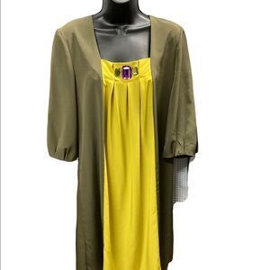 SIMPLY VERA, VERA WANG, Women’s Dress, Size Small, Olive Green & Mustard Color